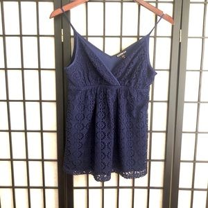 Blue V-Neck Blouse with fabric details